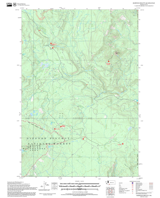 2025 Forest Service Topo Map of Sleeping Beauty Washington