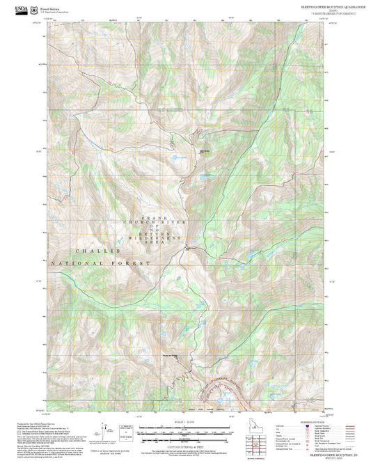 2025 Forest Service Topo Map of Sleeping Deer Mountain Idaho