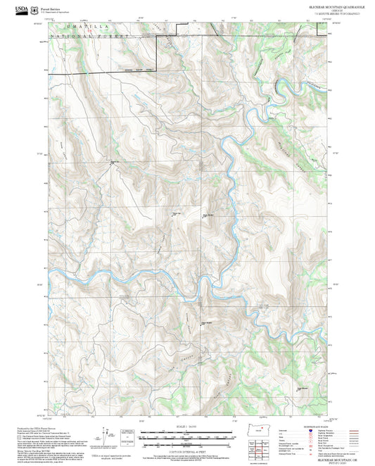 2025 Forest Service Topo Map of Slickear Mountain Oregon