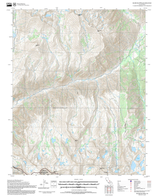 2025 Forest Service Topo Map of Slide Bluffs California