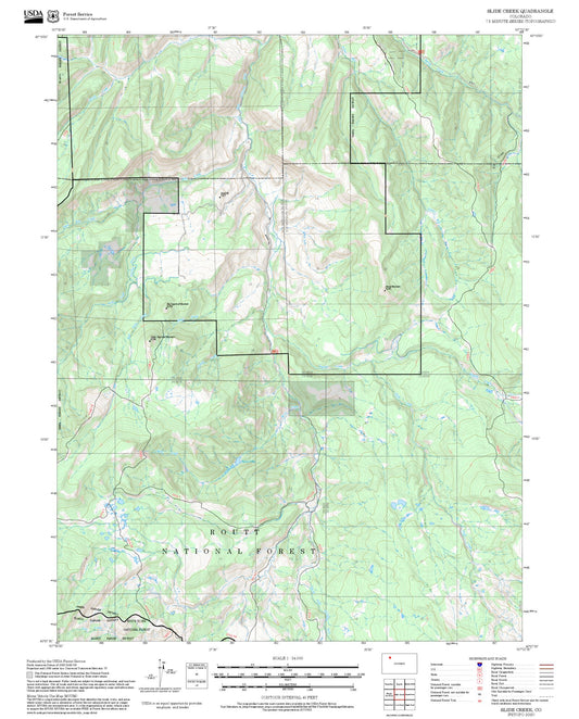 2025 Forest Service Topo Map of Slide Creek Colorado