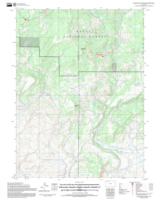 2025 Forest Service Topo Map of Slide Mountain Colorado