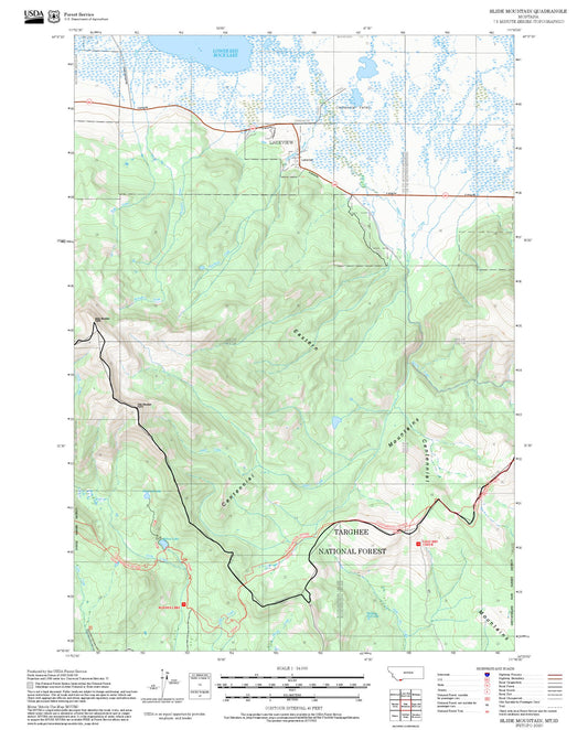 2025 Forest Service Topo Map of Slide Mountain Montana