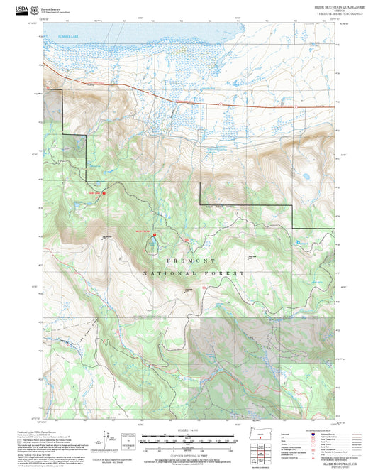2025 Forest Service Topo Map of Slide Mountain Oregon