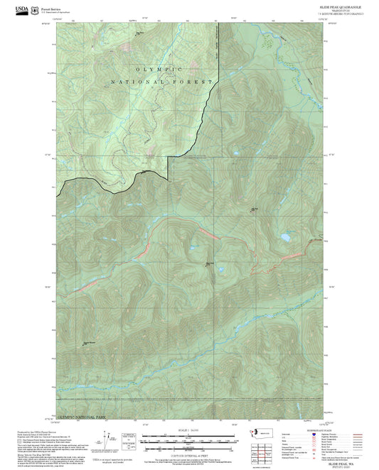 2025 Forest Service Topo Map of Slide Peak Washington