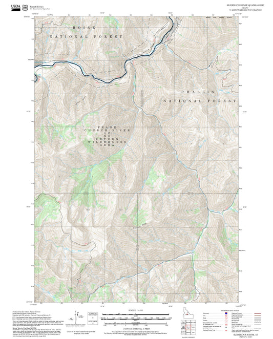 2025 Forest Service Topo Map of Sliderock Ridge Idaho