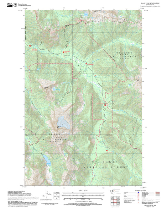 2025 Forest Service Topo Map of Sloan Peak Washington