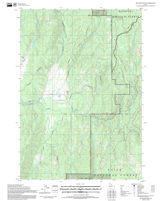 2025 Forest Service Topo Map of Sloans Point Idaho