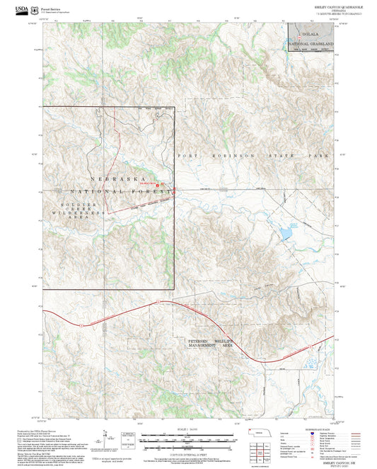 2025 Forest Service Topo Map of Smiley Canyon Nebraska