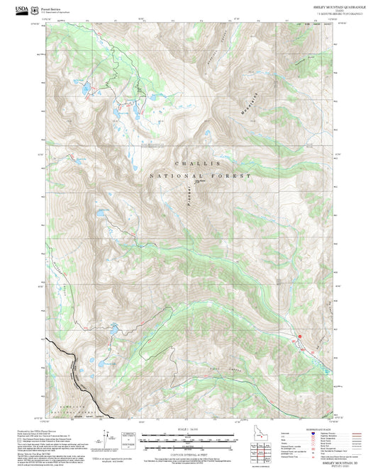 2025 Forest Service Topo Map of Smiley Mountain Idaho