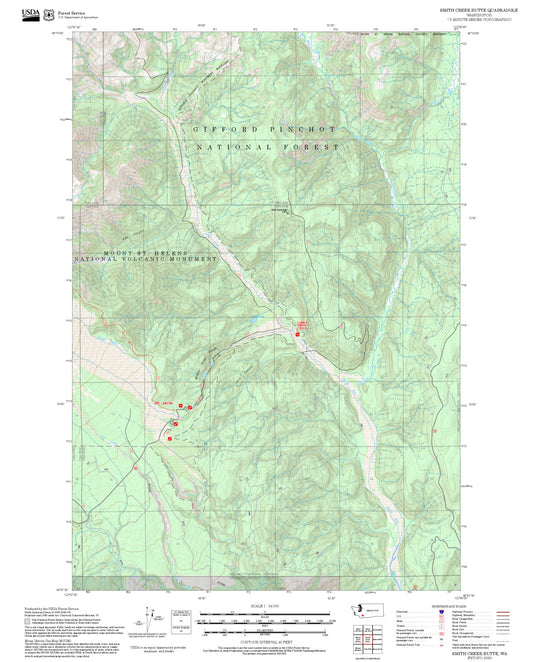 2025 Forest Service Topo Map of Smith Creek Butte Washington