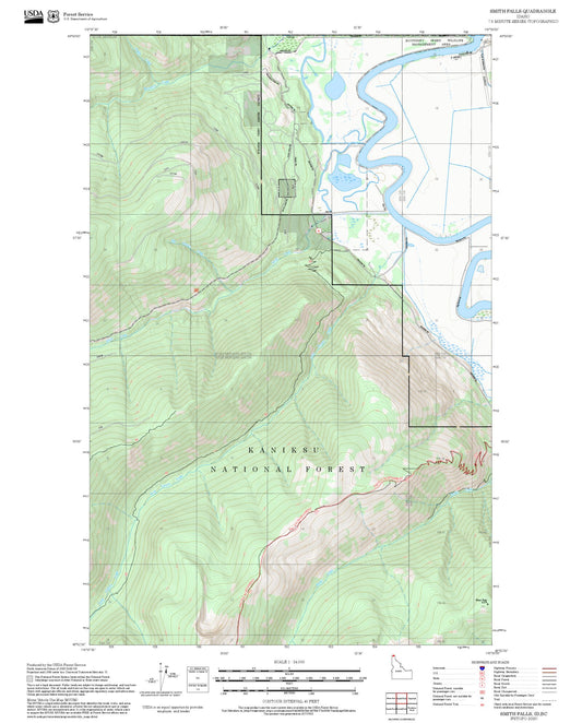 2025 Forest Service Topo Map of Smith Falls Idaho