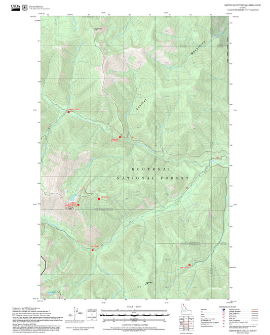 2025 Forest Service Topo Map of Smith Mountain Idaho