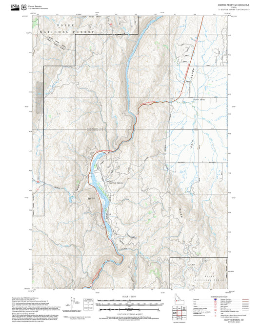 2025 Forest Service Topo Map of Smiths Ferry Idaho