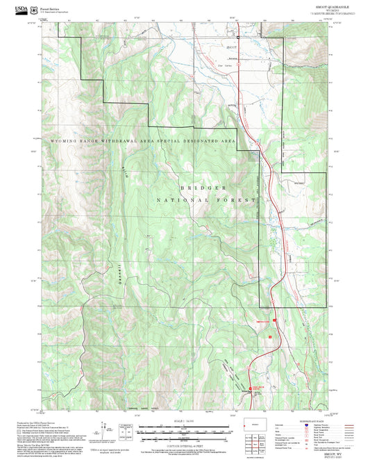 2025 Forest Service Topo Map of Smoot Wyoming