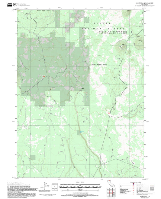 2025 Forest Service Topo Map of Snag Hill California