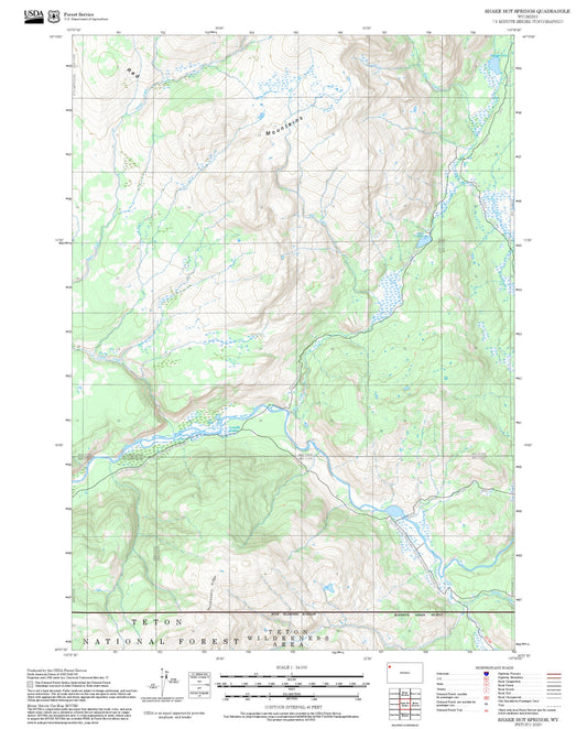 2025 Forest Service Topo Map of Snake Hot Springs Wyoming