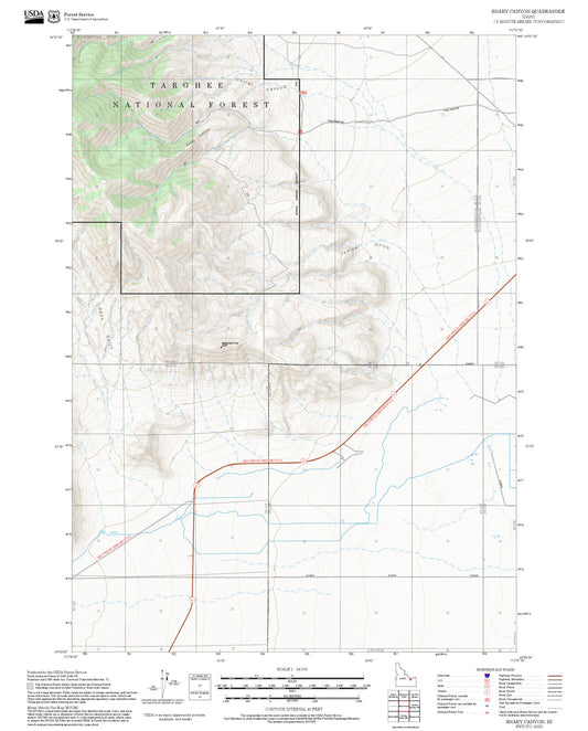 2025 Forest Service Topo Map of Snaky Canyon Idaho