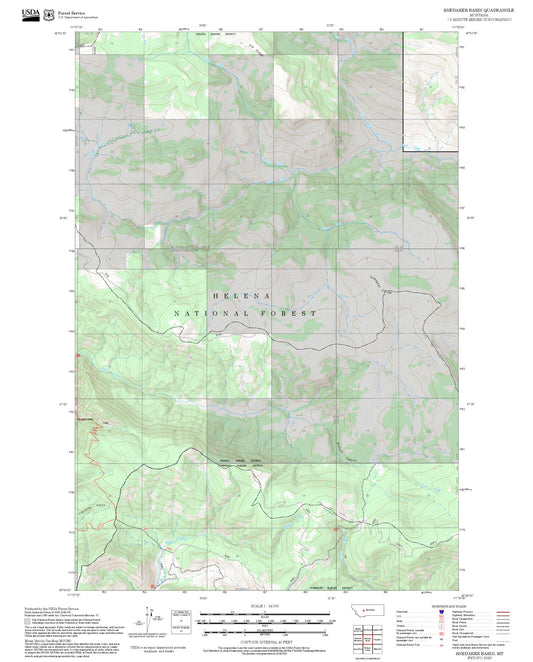 2025 Forest Service Topo Map of Snedaker Basin Montana