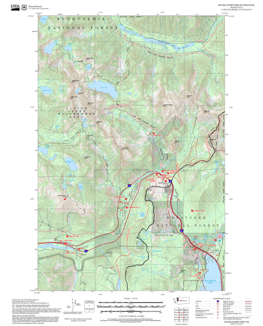 2025 Forest Service Topo Map of Snoqualmie Pass Washington