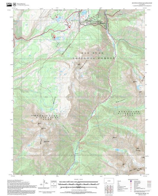 2025 Forest Service Topo Map of Snowdon Peak Colorado