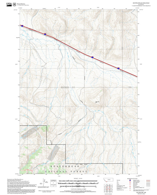 2025 Forest Service Topo Map of Snowline Montana