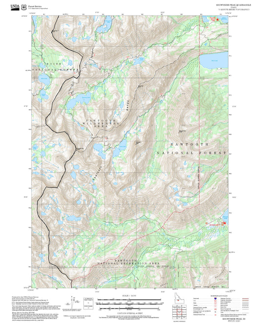 2025 Forest Service Topo Map of Snowyside Peak Idaho
