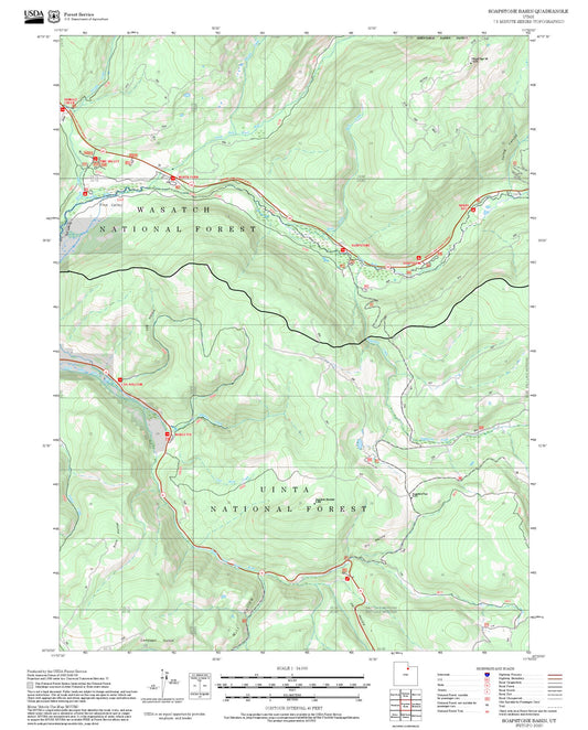 2025 Forest Service Topo Map of Soapstone Basin Utah