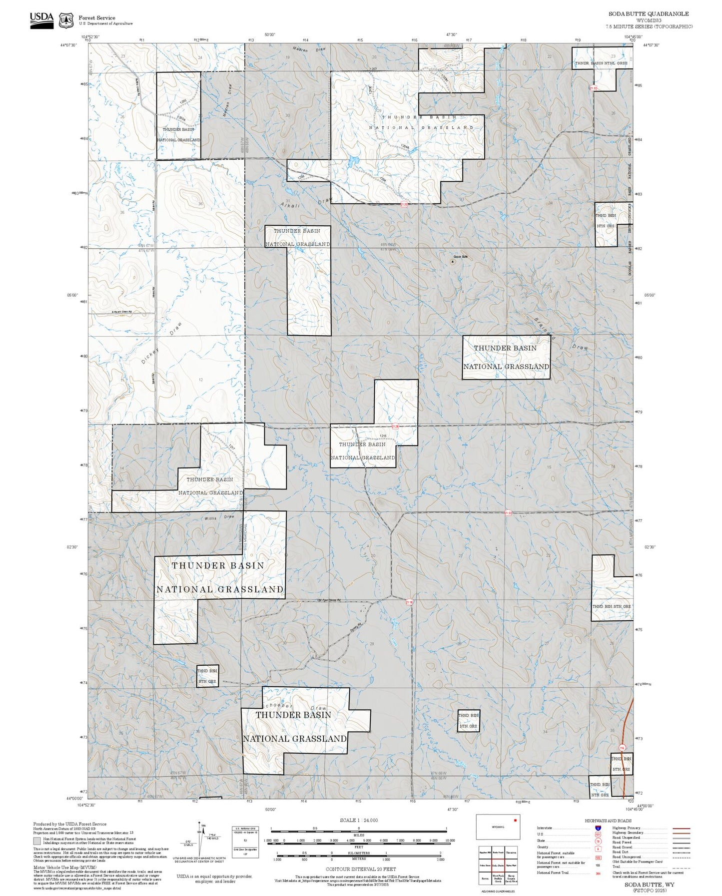 2025 Forest Service Topo Map of Soda Butte Wyoming