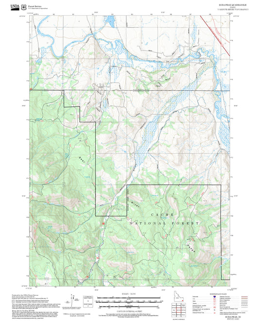 2025 Forest Service Topo Map of Soda Peak Idaho