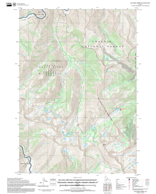 2025 Forest Service Topo Map of Soldier Creek Idaho