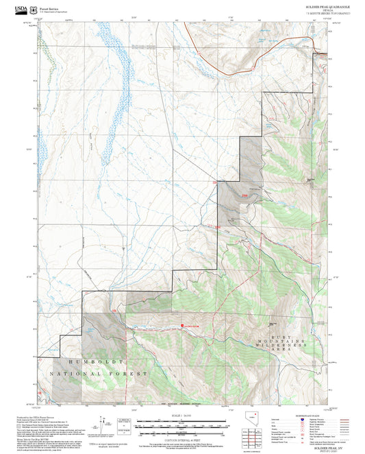 2025 Forest Service Topo Map of Soldier Peak Nevada