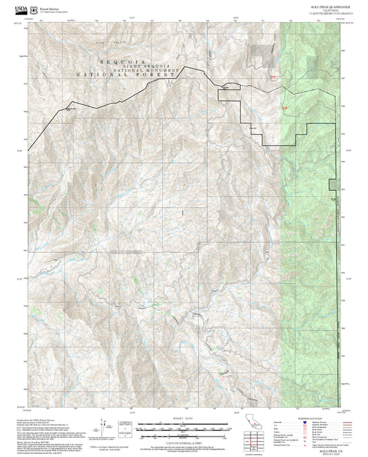 2025 Forest Service Topo Map of Solo Peak California