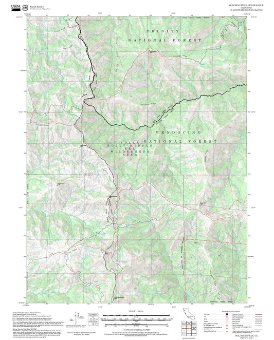 2025 Forest Service Topo Map of Solomon Peak California