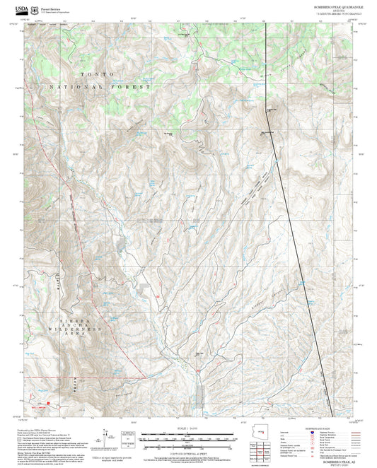 2025 Forest Service Topo Map of Sombrero Peak Arizona