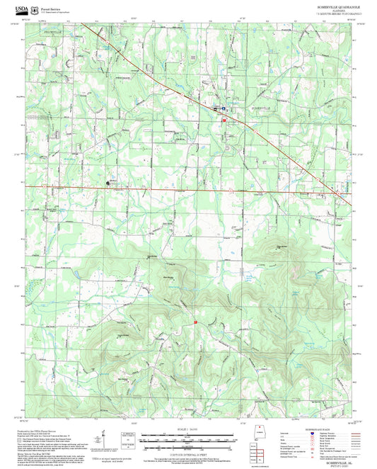 2025 Forest Service Topo Map of Somerville Alabama