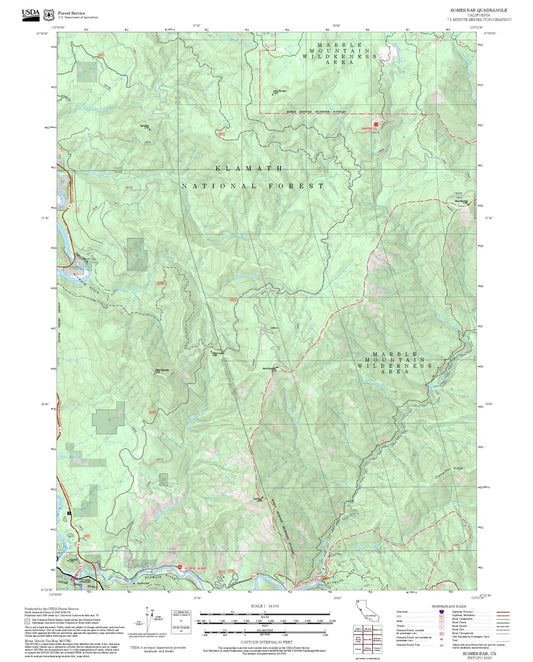 2025 Forest Service Topo Map of Somes Bar California