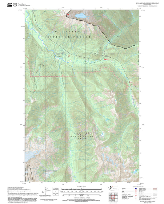 2025 Forest Service Topo Map of Sonny Boy Lakes Washington