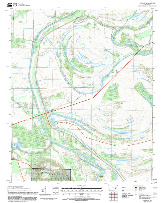 2025 Forest Service Topo Map of Soudan Arkansas