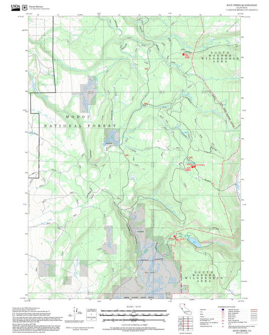 2025 Forest Service Topo Map of Soup Creek California