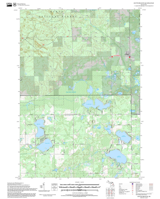 2025 Forest Service Topo Map of South Branch Michigan