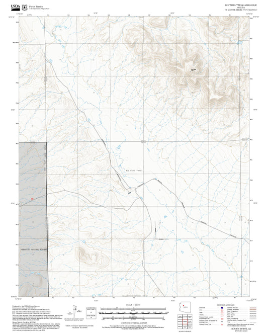 2025 Forest Service Topo Map of South Butte Arizona