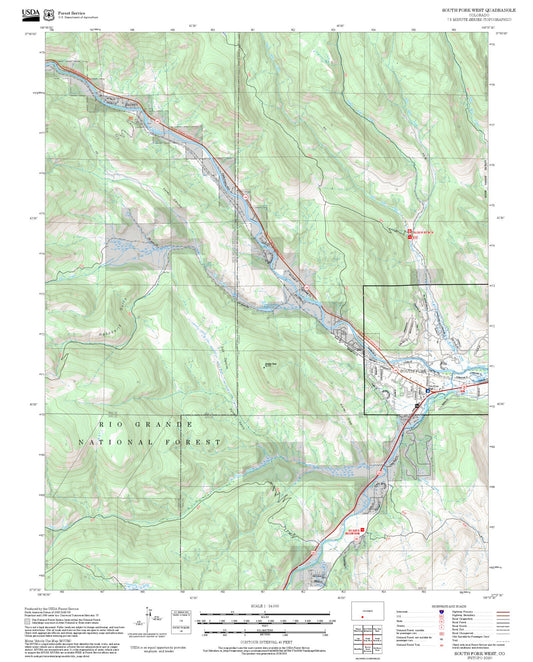2025 Forest Service Topo Map of South Fork West Colorado