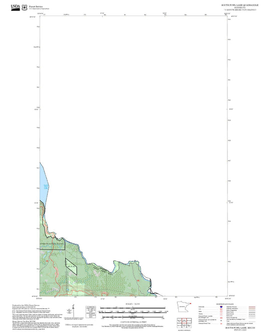 2025 Forest Service Topo Map of South Fowl Lake Minnesota