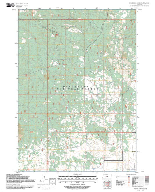 2025 Forest Service Topo Map of South Ice Cave Oregon