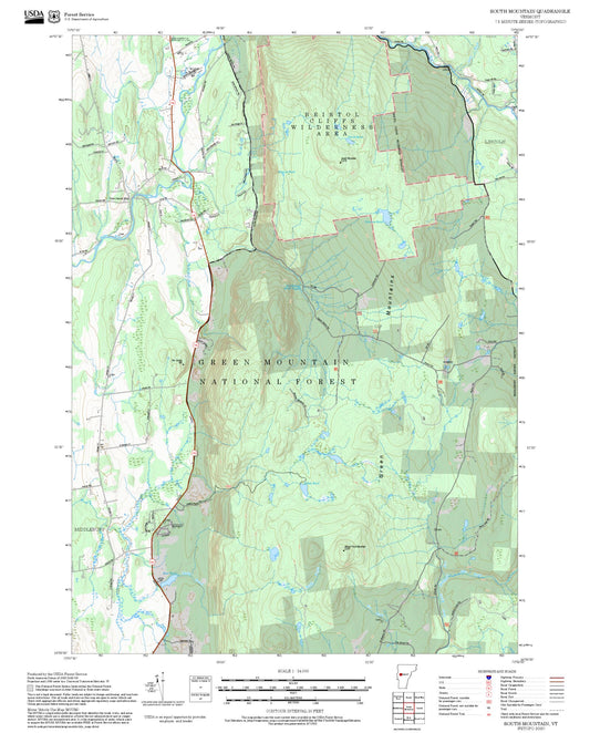 2025 Forest Service Topo Map of South Mountain Vermont