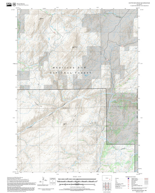 2025 Forest Service Topo Map of South Mountain Wyoming
