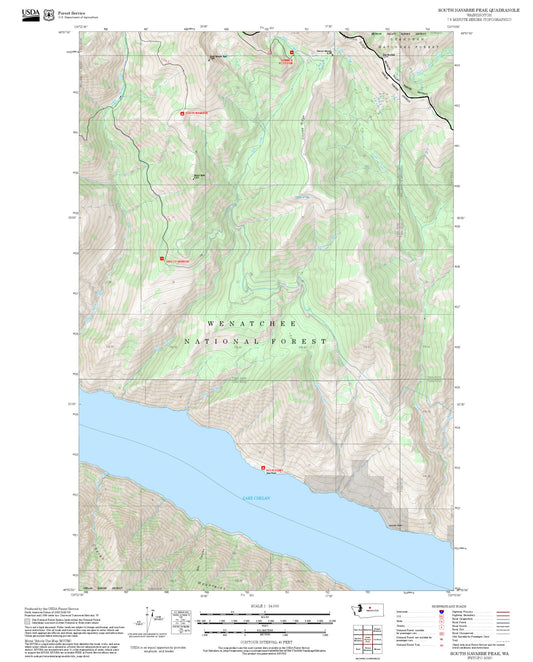 2025 Forest Service Topo Map of South Navarre Peak Washington