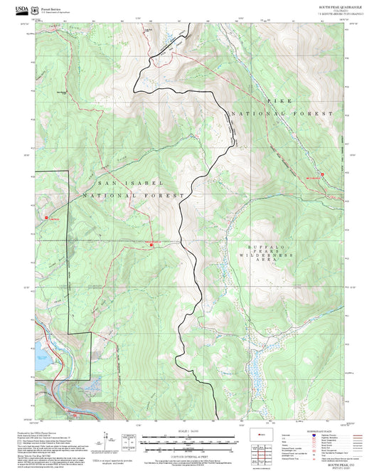 2025 Forest Service Topo Map of South Peak Colorado