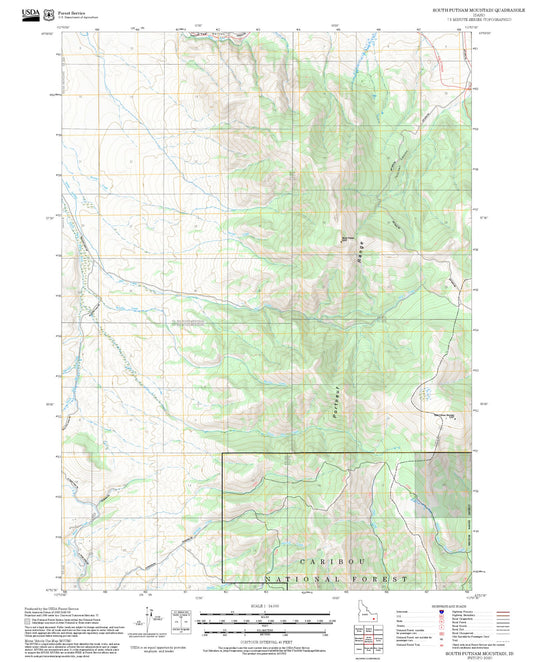 2025 Forest Service Topo Map of South Putnam Mountain Idaho